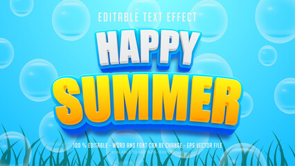 happy summer editable text effect