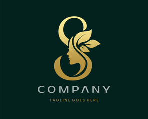 Letter S Beauty Face Nature Leaf Logo Design