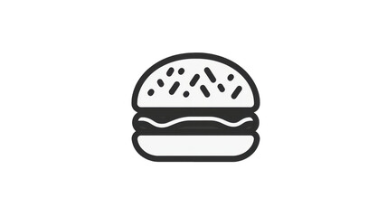 Fototapeta premium Burger line art illustration representing fast food, classic sandwich, and simple design, isolated on white background