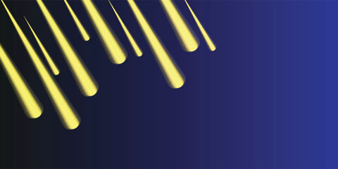 Meteor rain, shooting stars background. Bright, streaking magic lights falling from the sky.