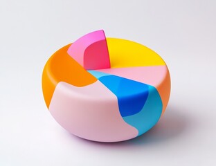 Colorful 3D pie chart infographic showing data segments.