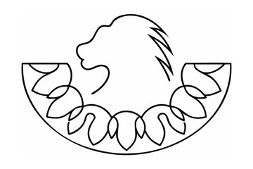 Majestic horse head with floral crest profile mane