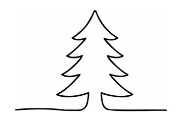 Simple black christmas tree outline evergreen pine