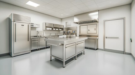 Modern Stainless Steel Commercial Kitchen Interior Design Clean Room Food Service Equipment