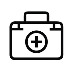 Obraz premium A black and white first aid kit icon for medical emergencies