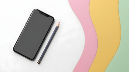 smartphone and pencil on the desk.