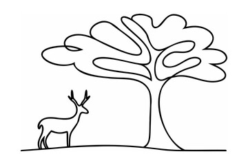 Deer standing near a stylized tree stag antlers