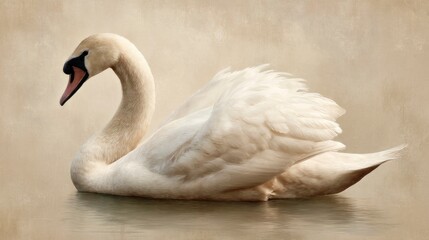 Fototapeta premium Majestic white swan on water
