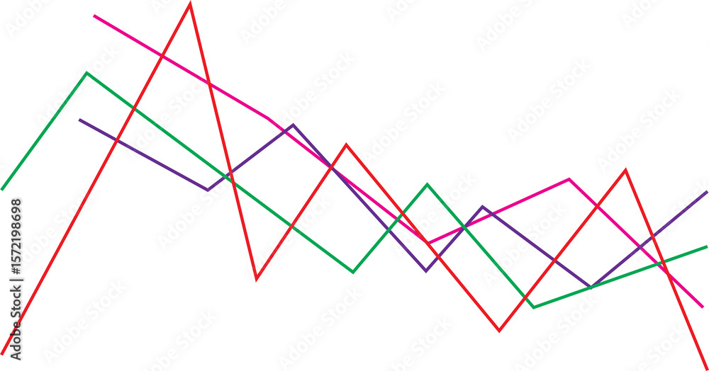 Poster abstract colorful lines graph representing fluctuating data and trends