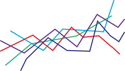 Naklejka premium Colorful abstract line graph showing fluctuating trends and data analysis