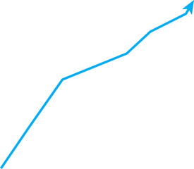 Bright blue arrow graph showing upward trend on a clean white background