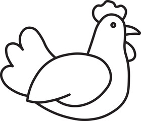 Chicken outline farm animal simple black line drawing isolated on transparency background minimal style poultry livestock rural agriculture cute cartoon vector illustration