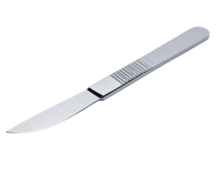 Surgical scalpel with sharp blade for medical procedures, precision cutting, and surgical use, isolated on white background