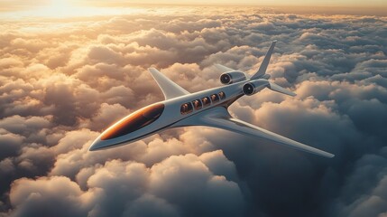 An electric plane soaring through the clouds using advanced battery technology 