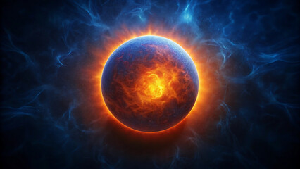 Obraz premium Celestial Body Ablaze A Mesmerizing Display of Cosmic Fire and Mystery Awe Inspiring Space Art