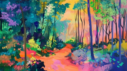 Lush forest with a vibrant and dynamic landscape