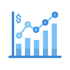 Growth chart showing increasing market value and revenue