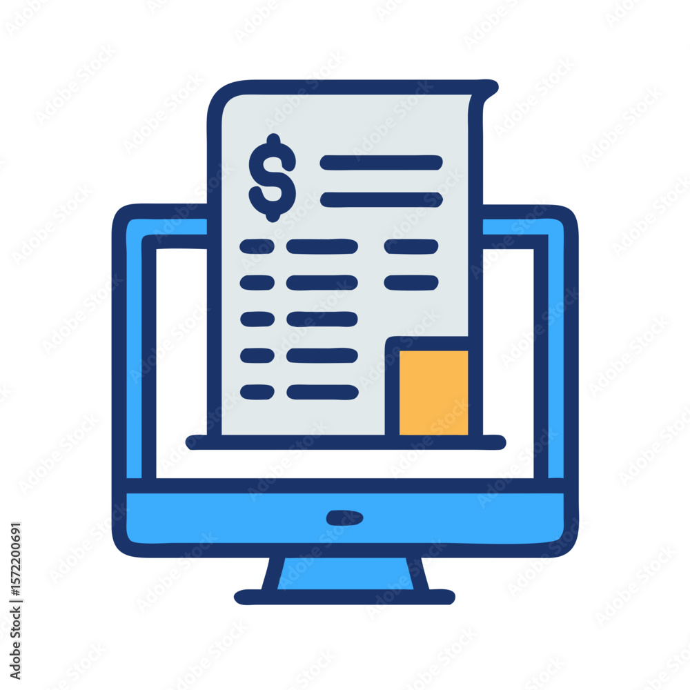 Poster online billing vector concept with computer screen icon display