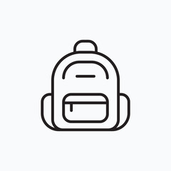 PrintSimple backpack line icon suitable for design projects in travel, camping, school, outdoor activities, and adventure themes. Minimalistic and versatile.
