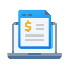 Online billing via laptop screen financial invoice concept design