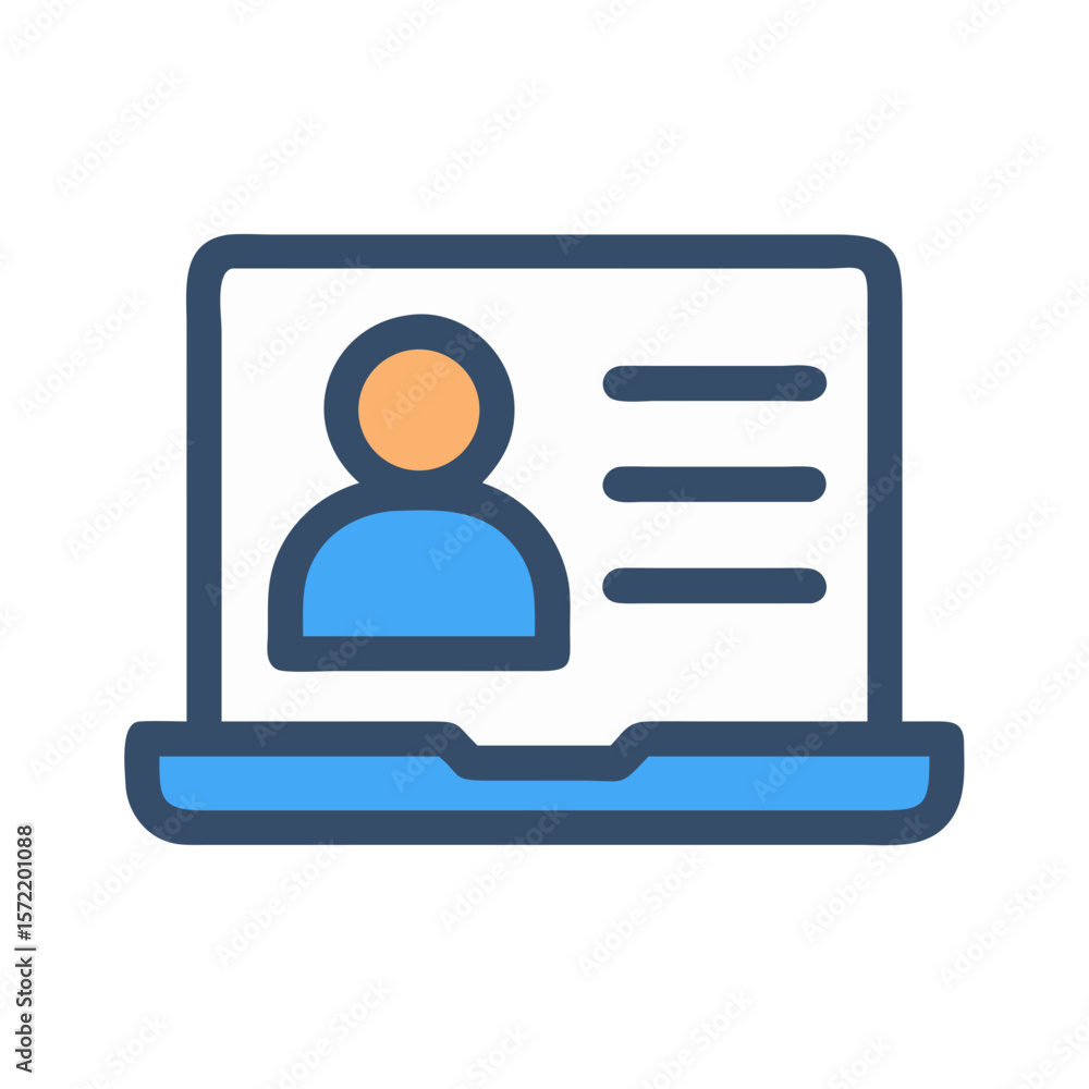 Poster laptop displaying a user profile interface graphic design