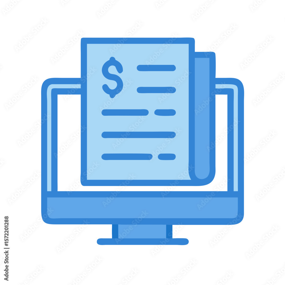 Poster online billing and payments displayed on computer screen icon