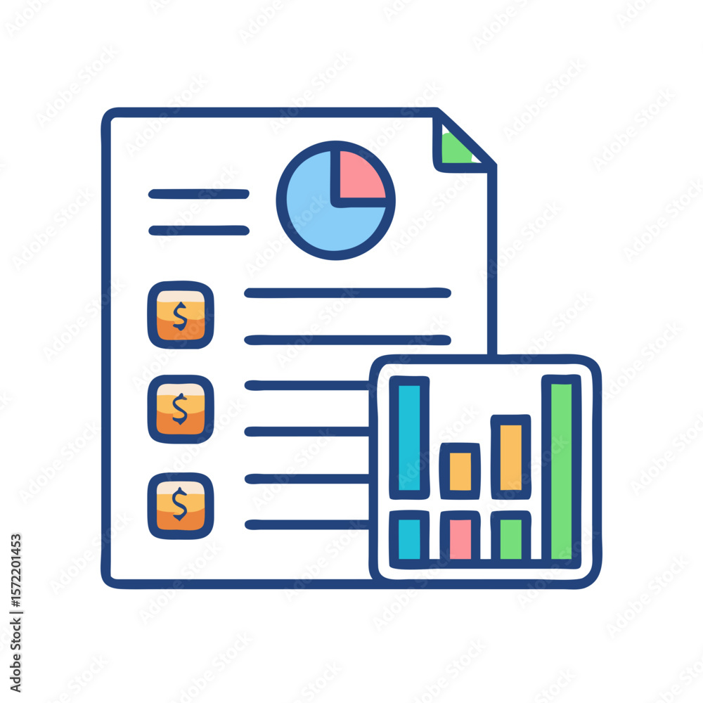 Poster financial report showing profits and growth with data representation