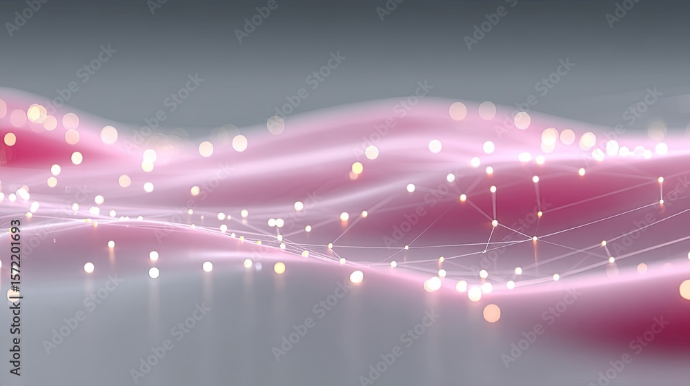 Poster pink abstract particle wave data structure
