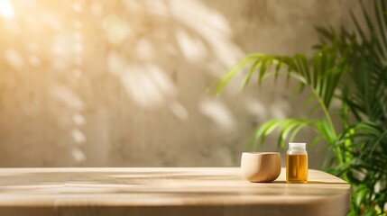 Natural Wellness, Tea Bowl and Essential Oil Bottle