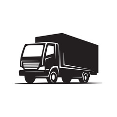 Delivery Box Truck Silhouette Vector Icon Logistics Transport