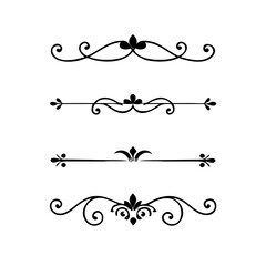 Decorative simple divider. Text dividers retro minimal line separators,  Vector isolated geometric wedding card heart separator elements set. Text dividers. . Hand drawn vector illustration. 
