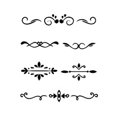 Decorative simple divider. Text dividers retro minimal line separators,  Vector isolated geometric wedding card heart separator elements set. Text dividers. . Hand drawn vector illustration. 
