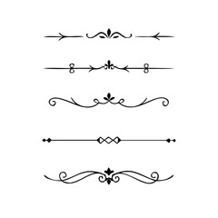 Decorative simple divider. Text dividers retro minimal line separators,  Vector isolated geometric wedding card heart separator elements set. Text dividers. . Hand drawn vector illustration. 
