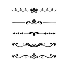 Decorative simple divider. Text dividers retro minimal line separators,  Vector isolated geometric wedding card heart separator elements set. Text dividers. . Hand drawn vector illustration. 
