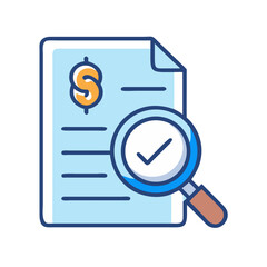 Financial document check icon with money symbol and approval