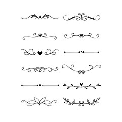 Set of Vintage decorative lines. text dividers. Line border. Lines separators, Borders, Vintage dividers, Underline elements. Divider set vector. Vector illustration.Line dividers.	
