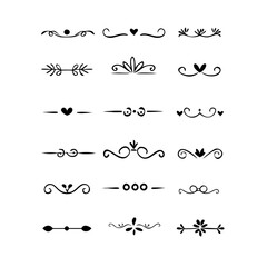 Set of Vintage decorative lines. text dividers. Line border. Lines separators, Borders, Vintage dividers, Underline elements. Divider set vector. Vector illustration.Line dividers.	