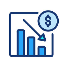 Stock market decline icon representing loss and recession