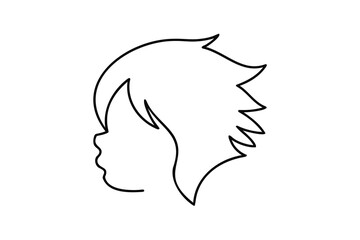 Stylized profile silhouette of a person with flowing hair
