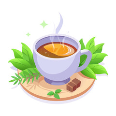 Cup of Hot Herbal Tea with Lemon and Mint