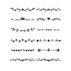 Set of Vintage decorative lines. text dividers. Line border. Lines separators, Borders, Vintage dividers, Underline elements. Divider set vector. Vector illustration.Line dividers.	