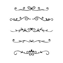 Set of Vintage decorative lines. text dividers. Line border. Lines separators, Borders, Vintage dividers, Underline elements. Divider set vector. Vector illustration.Line dividers.	