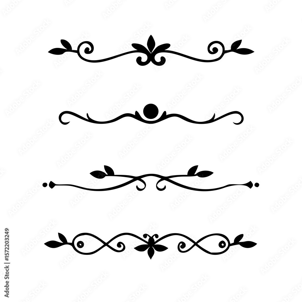 Poster decorative simple divider. text dividers retro minimal line separators, vector isolated geometric we