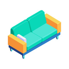 Modern Isometric Loveseat Sofa Illustration