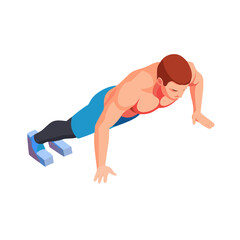 Man Doing Elevated Push-up Exercise Isometric Illustration