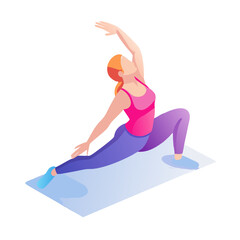 Woman in Extended Side Angle Yoga Pose (Parsvakonasana)