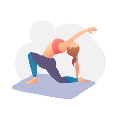 Woman in Yoga Low Lunge Pose Vector Illustration