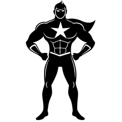 Superhero with Star Logo in Power Pose