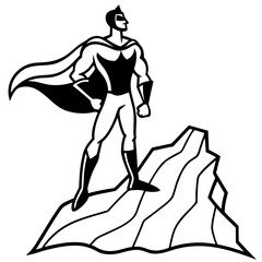 Heroic Superhero on Mountain Peak Icon