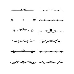 flowers, design elements.Vector design element.Gold text dividers doodle set. Wedding decorative elements. ornament, borders, floral, vintage line separators. Hand drawn vector illustration.